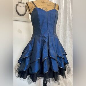 Jolie Y2K Prom Party Dress Taffeta Tulle Iridescent Sequins Size 10